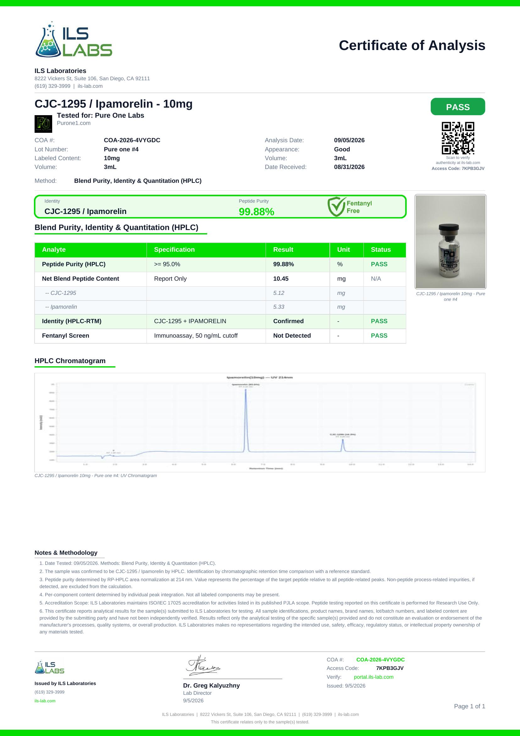 CJC 1295 No Dac ipamorelin certificate of analysis